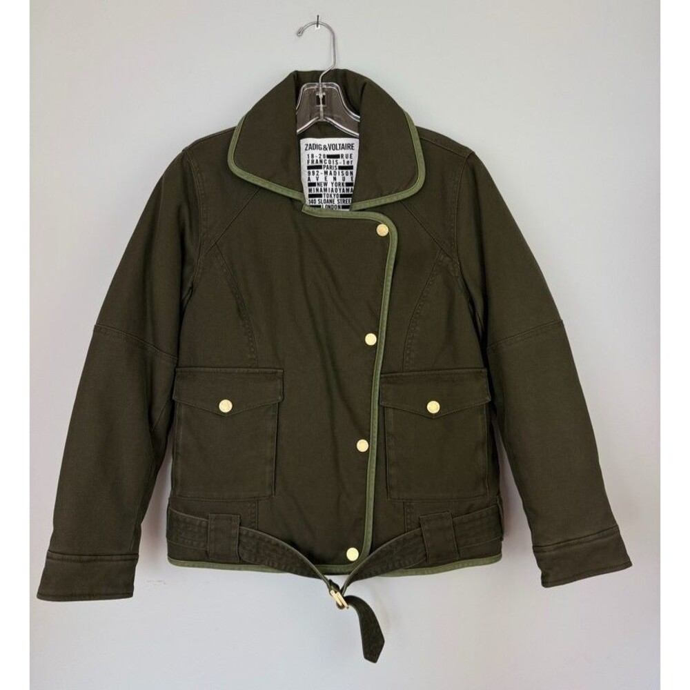 Zadig & Voltaire Womens Olive Green Bomber Jacket XS Old Monday Quiet Luxury